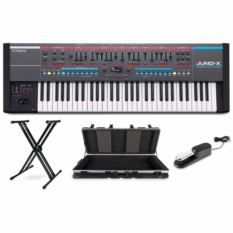 Keyboards & Midi Roland | Roland Juno-X With Proline Sustain Pedal And X-Stand Plus Road Runner Flight Case