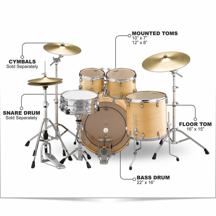 Drums Yamaha Drum Sets | Yamaha Tour Custom Maple 4-Piece Shell Pack With 22" Bass Drum Butterscotch Satin