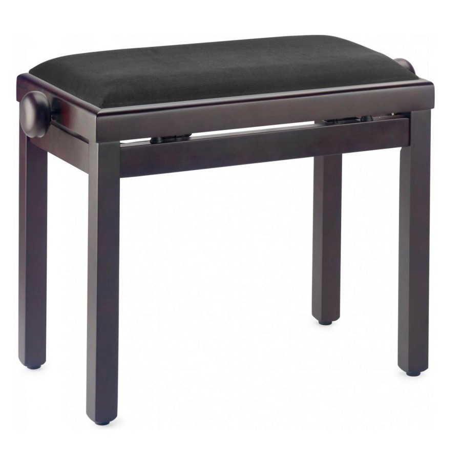 Keyboards & Midi Musician's Gear Benches & Stools | Musician'S Gear Pb39 Adjustable-Height Piano Bench Black Velvet Top Rosewood Matte Finish