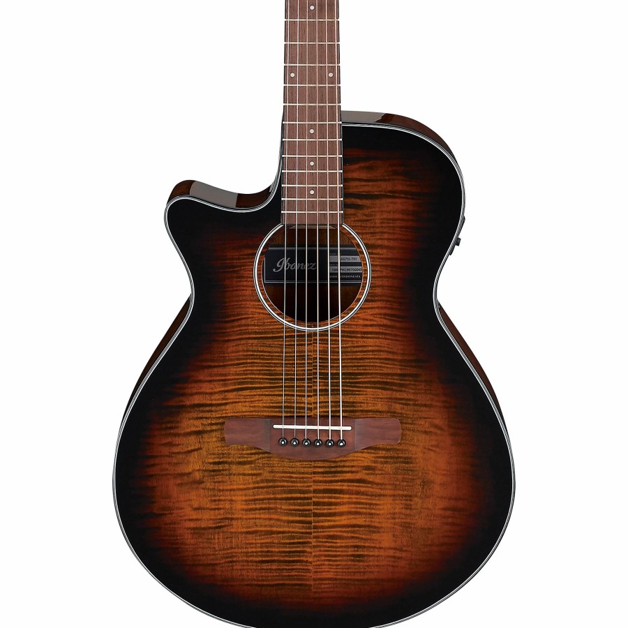 Guitars Ibanez Left Handed | Ibanez Aeg70L Aeg Left-Handed Grand Concert Acoustic-Electric Guitar Tiger Burst High Gloss