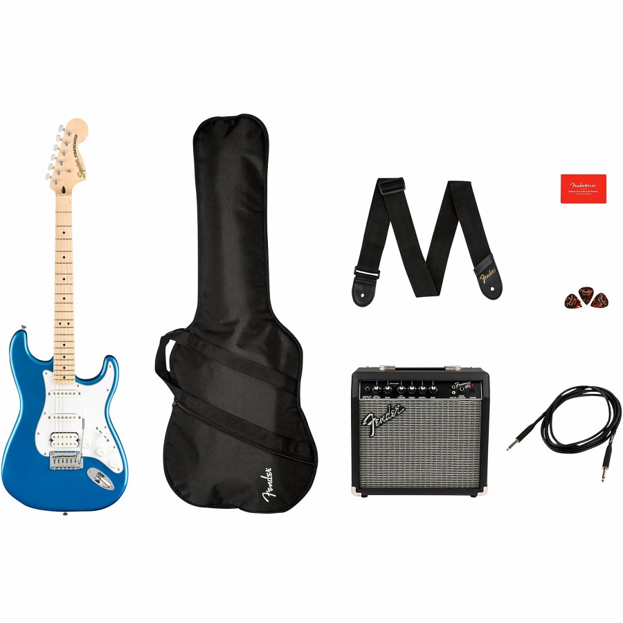 Guitars Squier | Squier Affinity Series Stratocaster Hss Electric Guitar Pack With Fender Frontman 15G Amp Lake Placid Blue