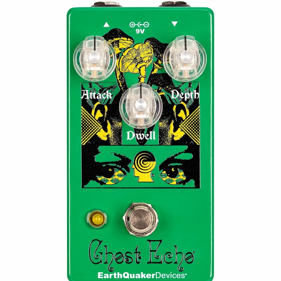 Amps & Effects EarthQuaker Devices Delay & Reverb | Earthquaker Devices Brain Dead Ghost Echo Vintage Voiced Reverb Effects Pedal Green