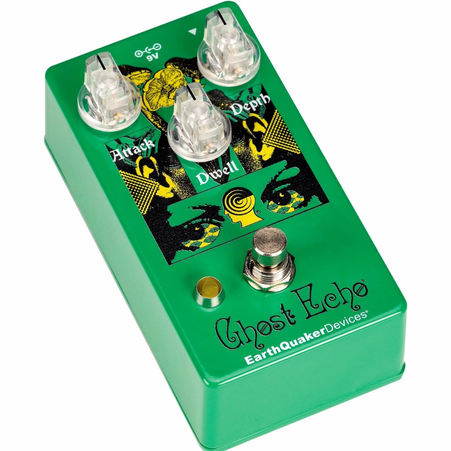 Amps & Effects EarthQuaker Devices Delay & Reverb | Earthquaker Devices Brain Dead Ghost Echo Vintage Voiced Reverb Effects Pedal Green