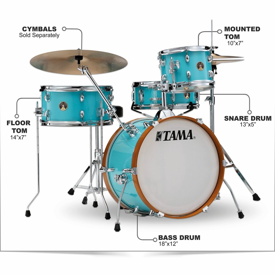 Drums TAMA Drum Sets | Tama Club-Jam 4-Piece Shell Pack Aqua Blue