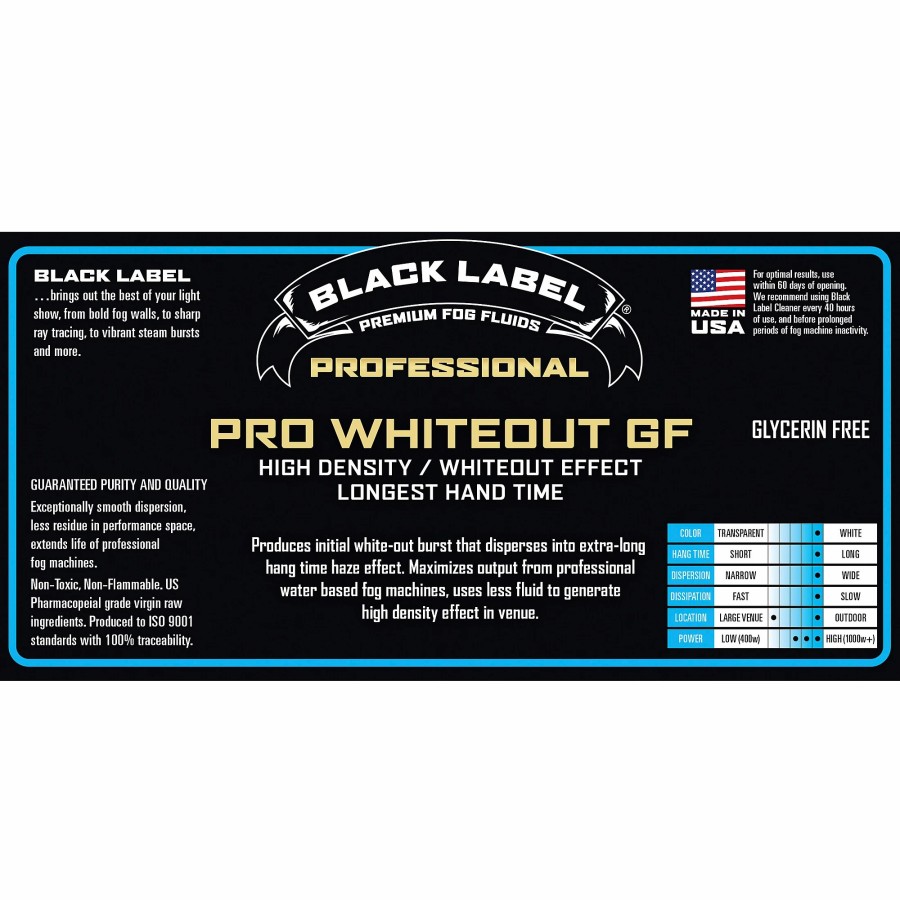 Lighting Black Label | Black Label Pro Whiteout 5-Gallon Heavy Density, White-Out Effect, Longest Hang Time, Glycerin-Free Fog Fluid