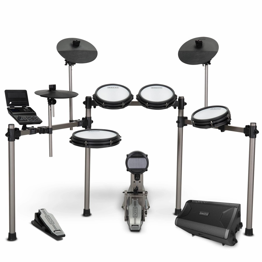 Drums Simmons Electronic Drum Sets | Simmons Titan 50 Electronic Drum Kit With Mesh Pads, Bluetooth And Da2112 Drum Amp