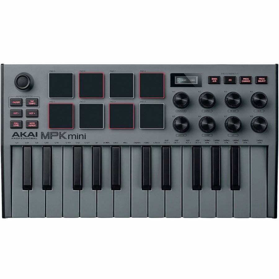 Keyboards & Midi Akai Professional Midi Controllers | Akai Professional Mpk Mini Mk3 Keyboard Controller Grey