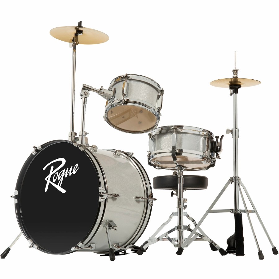 Drums Rogue Drum Sets | Rogue Lil' Kicker 3-Piece Junior Drum Set Metallic Silver