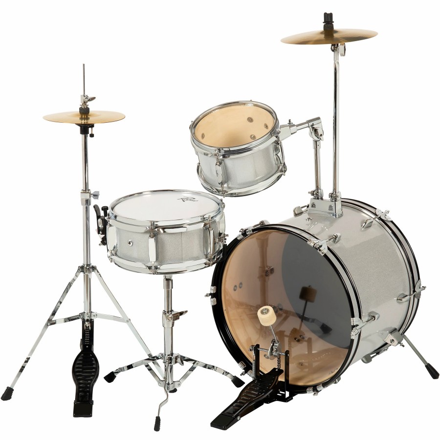 Drums Rogue Drum Sets | Rogue Lil' Kicker 3-Piece Junior Drum Set Metallic Silver