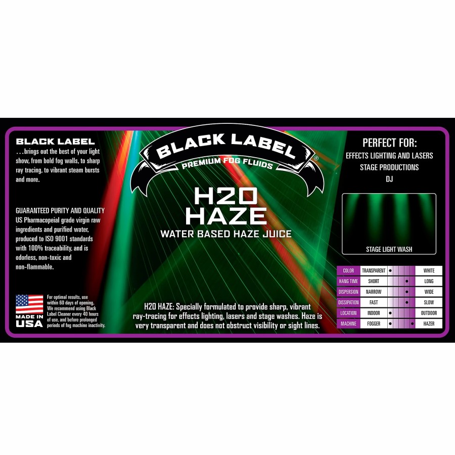 Lighting Black Label | Black Label Steam Quick Dissipating Fog Juice - 1 Gallon