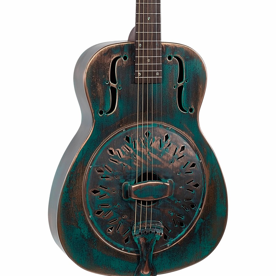 Guitars Recording King | Recording King Rm-997-Vg Swamp Dog Metal Body Resonator Style-0 Distressed Vintage Green