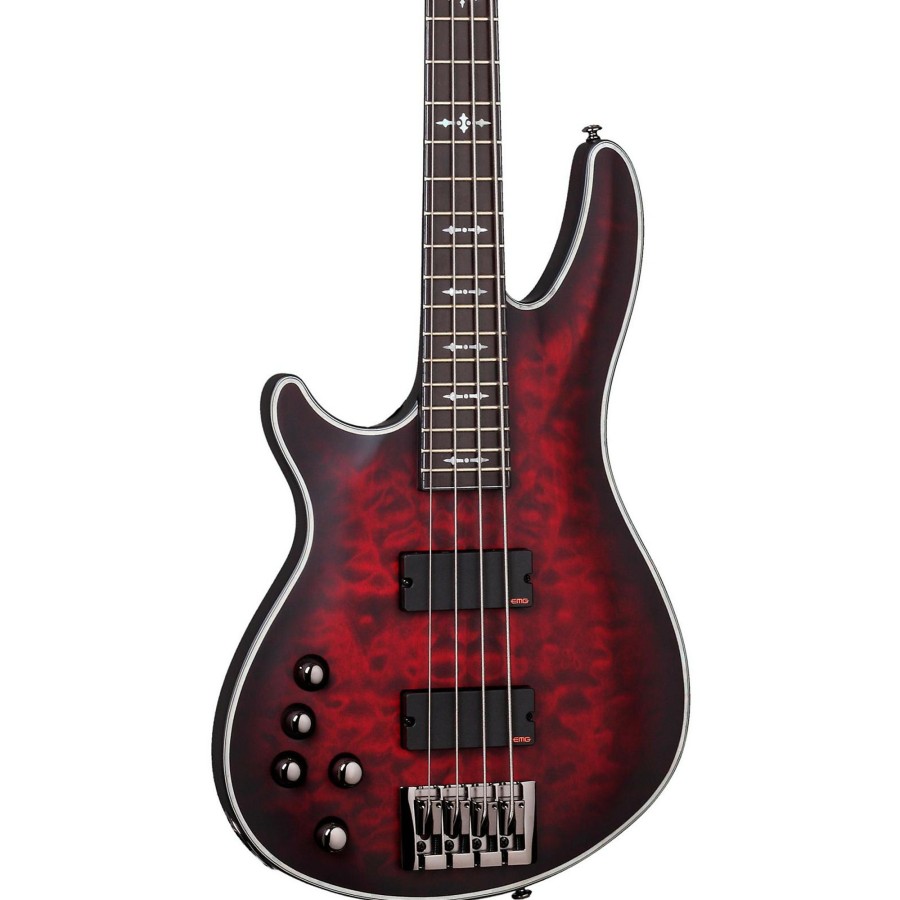 Basses Schecter Guitar Research Left-Handed | Schecter Guitar Research Hellraiser Extreme-4 Left-Handed Electric Bass Guitar Satin Crimson Red Burst